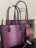 Purple snakeskin bag set