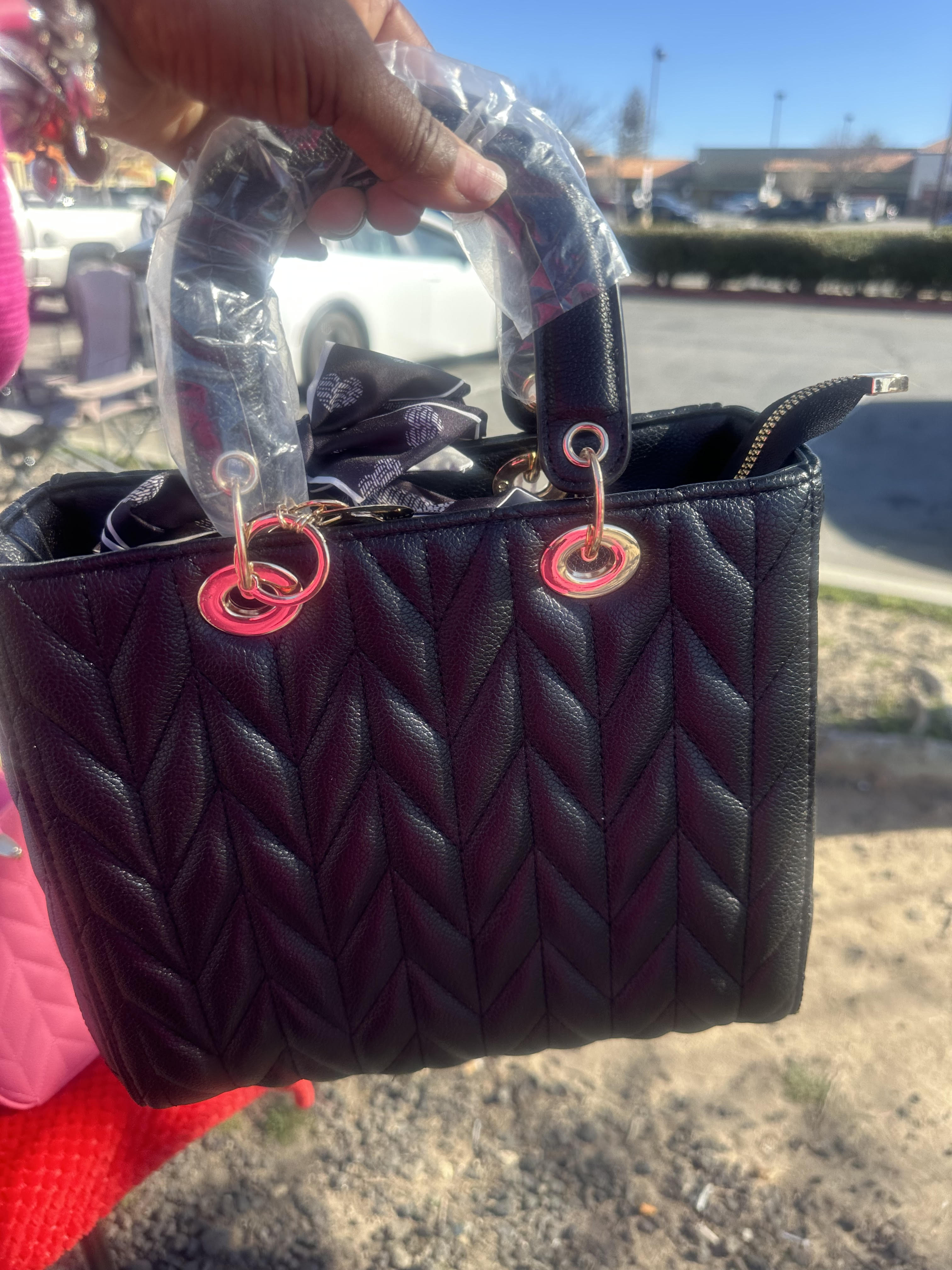 Black Handbag w/ Scarf