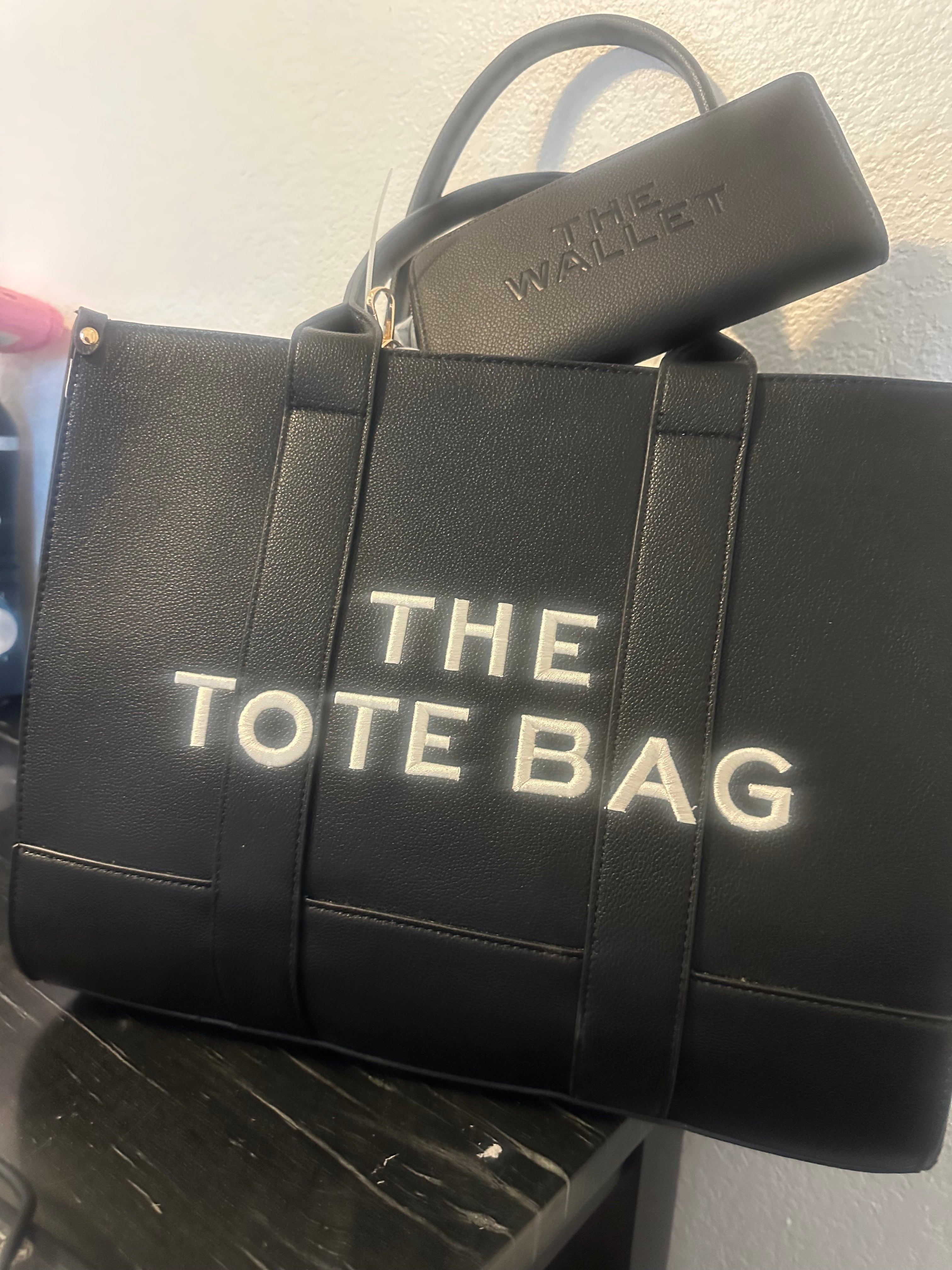 Black "The Tote Bag" with wallet