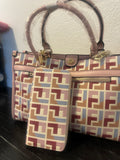 Pink Multi color bag with Wallet